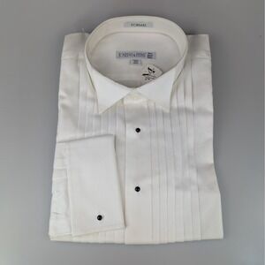 Joseph & Feiss Formal Tuxedo Shirt Mens 16 1/2 36/37 Tall Herringbone White